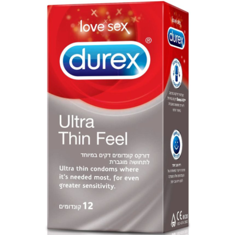 קונדומים דורקס דקים במיוחד  לתחושה מוגברת   Durex -  Ultra Thin Feel