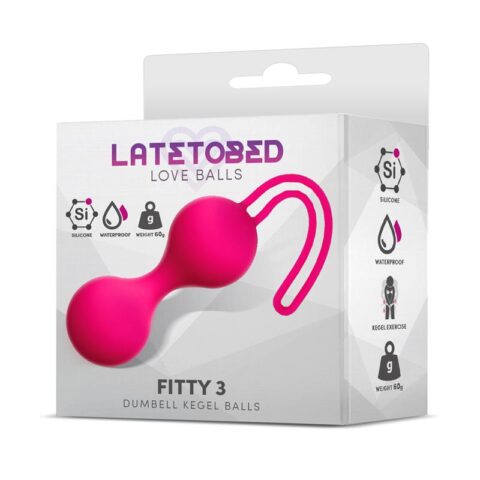 זוג ביצי קיגל מסיליקון במשקל 62 גרם LateToBed -  Fitty 3 - Dumbell Kegel Balls 62 gr