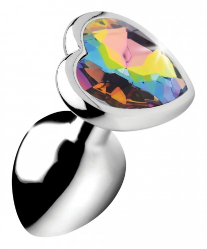 פלאג אנאלי לב ממתכת גודל Xr Brands - Rainbow prism anal plug -S
