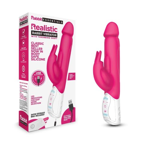 ויברטור יוקרתי נטען עם 3 מנועי רטט Rabbit Essentials - Rechargeable Realistic Rabbit