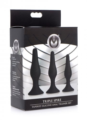 סט פלאגים להרחבה אנאלית מסיליקון  XR Brands - Triple Spire Tapered Silicone Anal Trainer Set