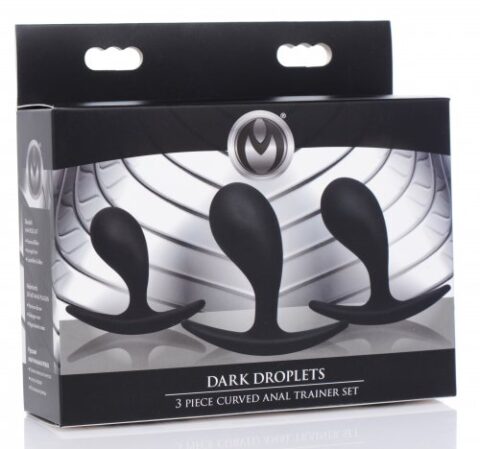 סט פלאגים להרחבה אנאלית מסיליקון  XR Brands - Dark Droplets 3 Piece Curved Silicone Anal Trainer Set